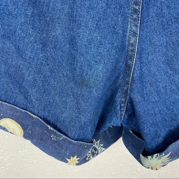 Vintage Not Guilty Celestial Medium Dark Wash Denim High Waisted Shorts - Picture 8 of 8